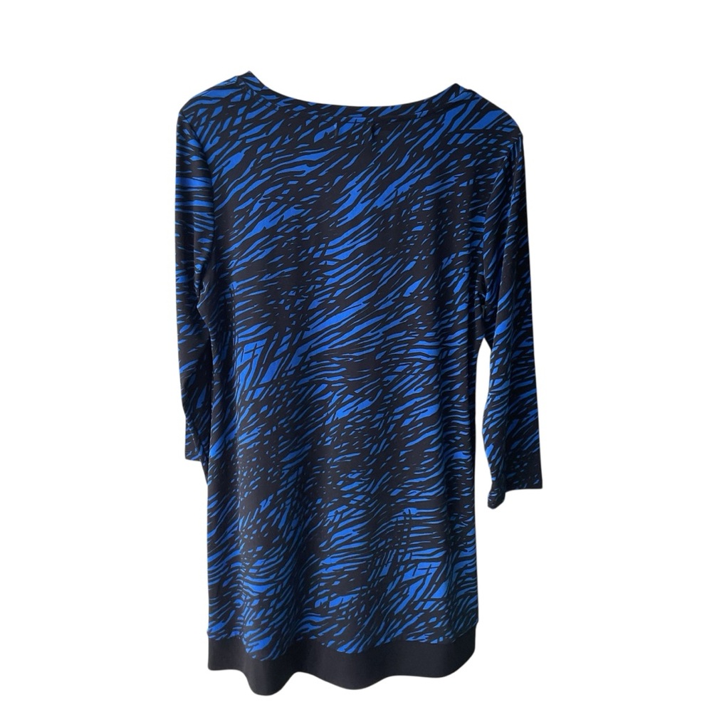 Calvin Klein Dress Blue Gray Patterned Preppy Cocktail Formal Business consign L - Picture 2 of 4